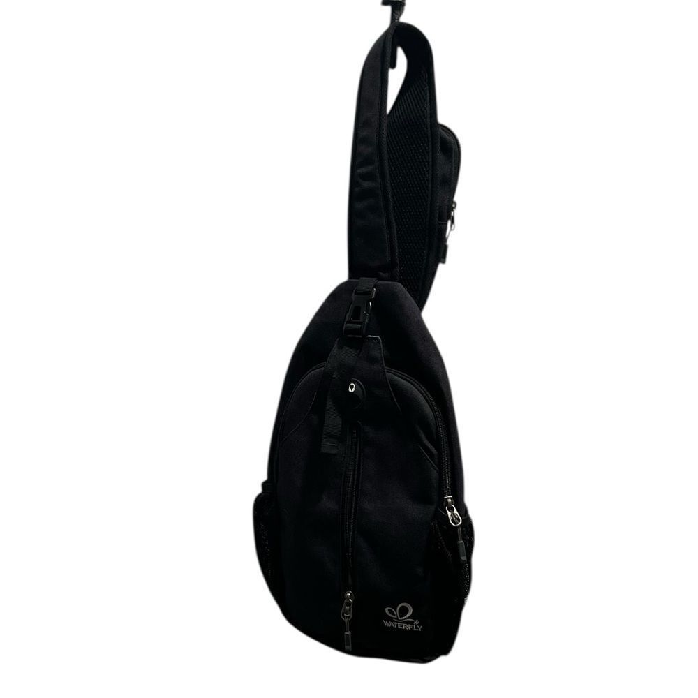 Waterfly Black Sling Backpack Crossbody Travel Chest Bag Multi-Pocket